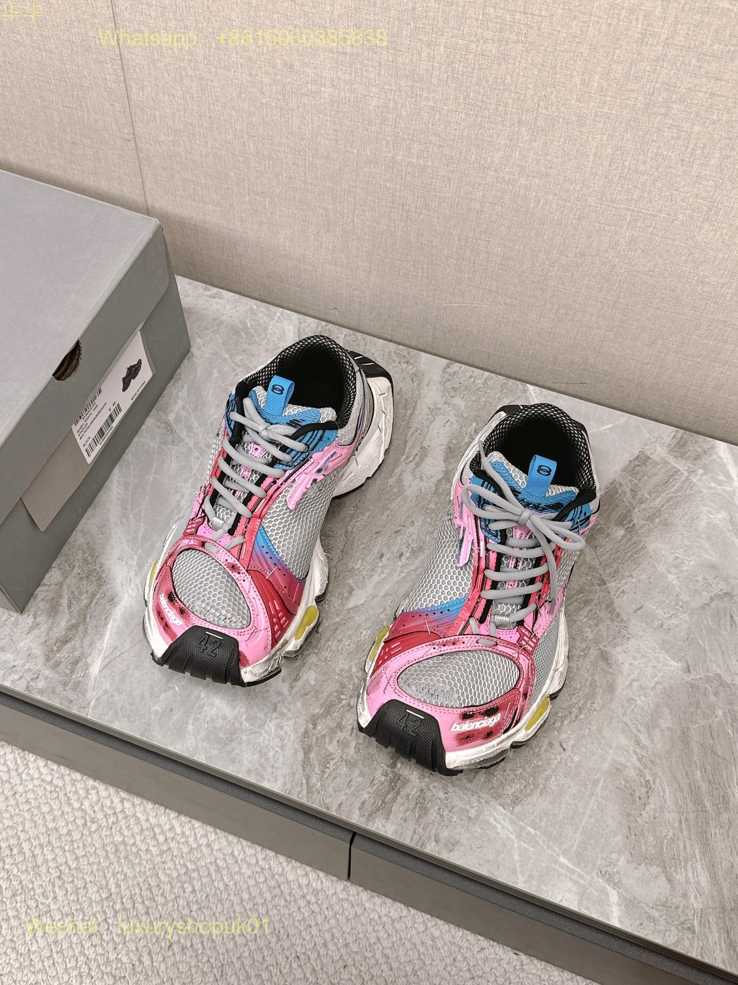 BALENCIAGA Stapler Distressed Mesh Rubber Sneakers Mens Women Shoes