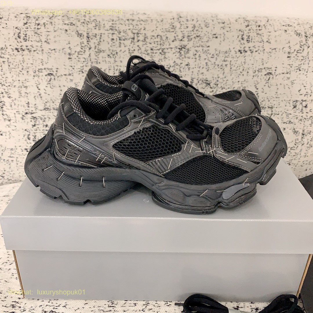 BALENCIAGA Stapler Distressed Mesh Rubber Sneakers Mens Women Shoes