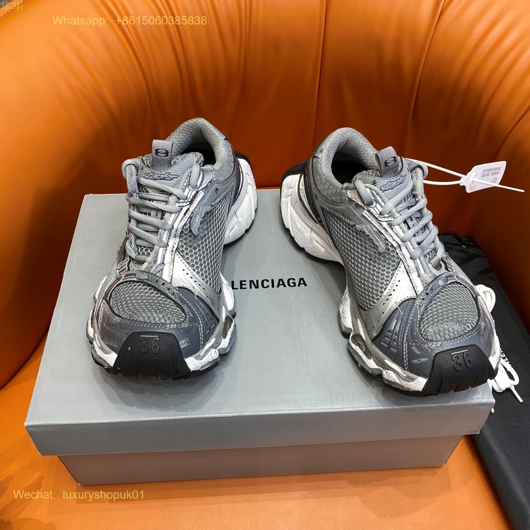 BALENCIAGA Stapler Distressed Mesh Rubber Sneakers Mens Women Shoes