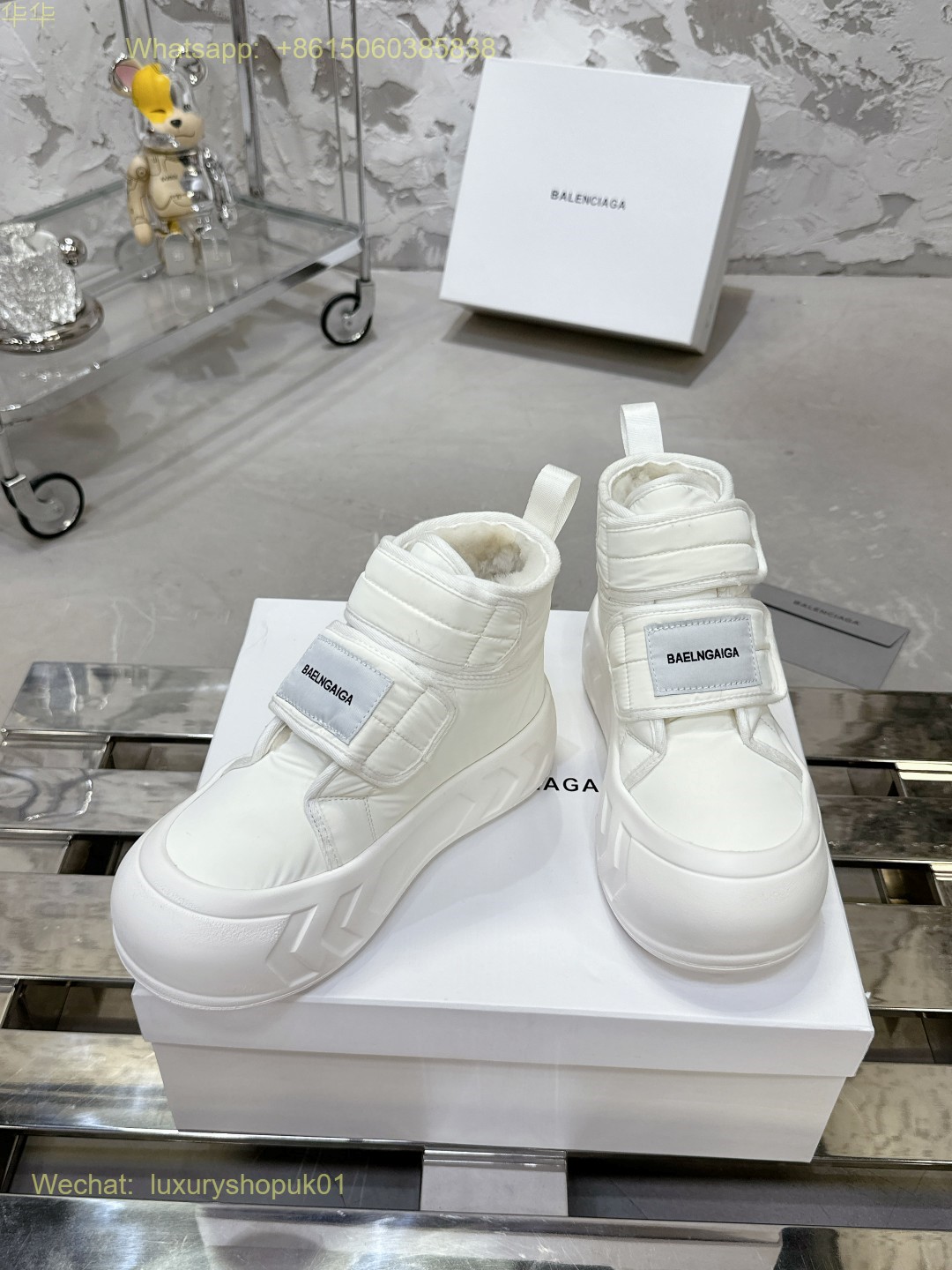 Balenciaga Fur Ankle Boot Women snow Shoes