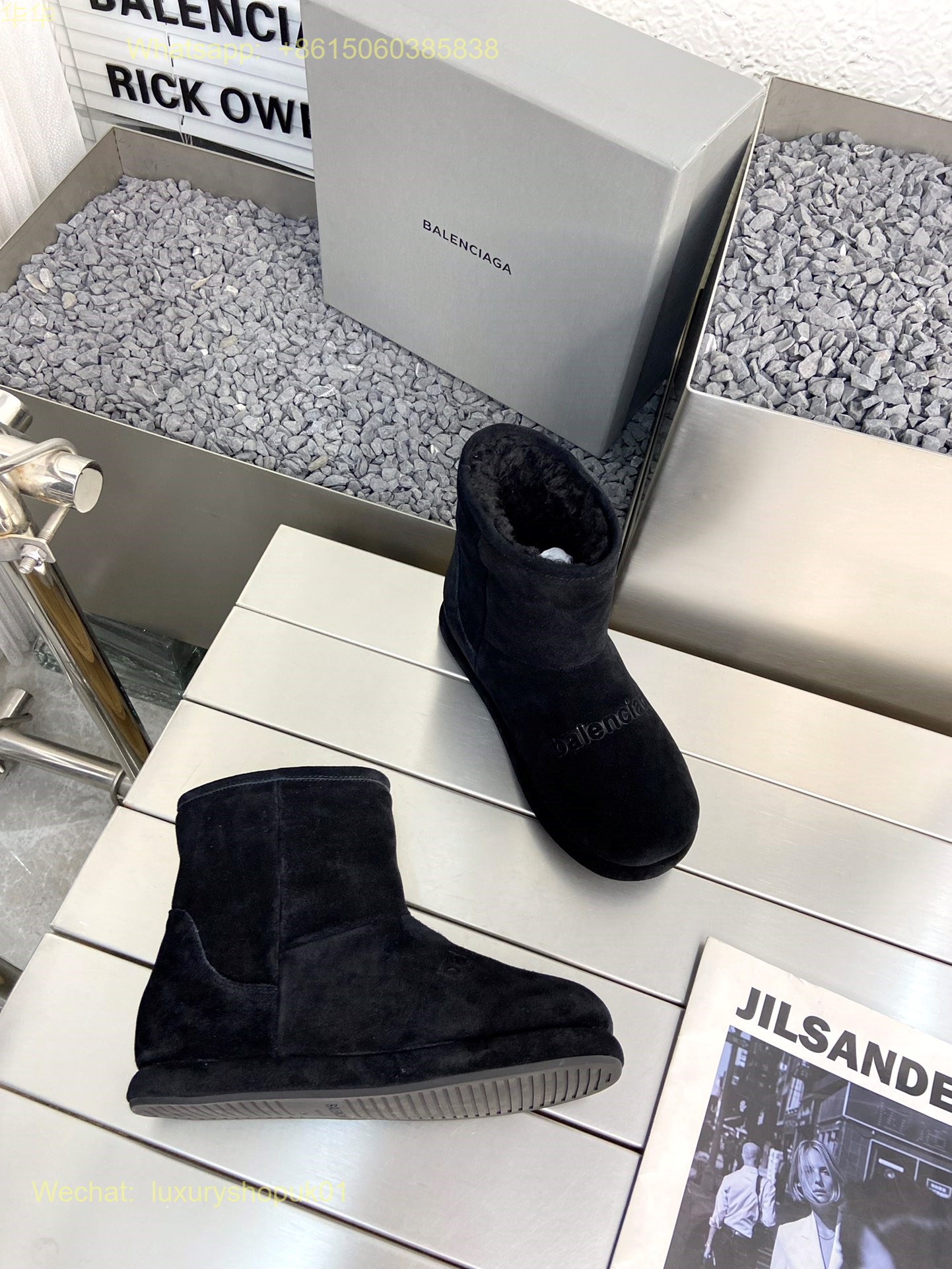 Balenciaga Slip-On Fur shearling Snow Boots Women Shoes