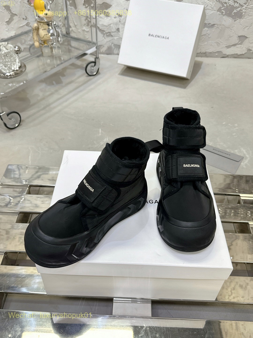Balenciaga Fur Ankle Boot Women snow Shoes