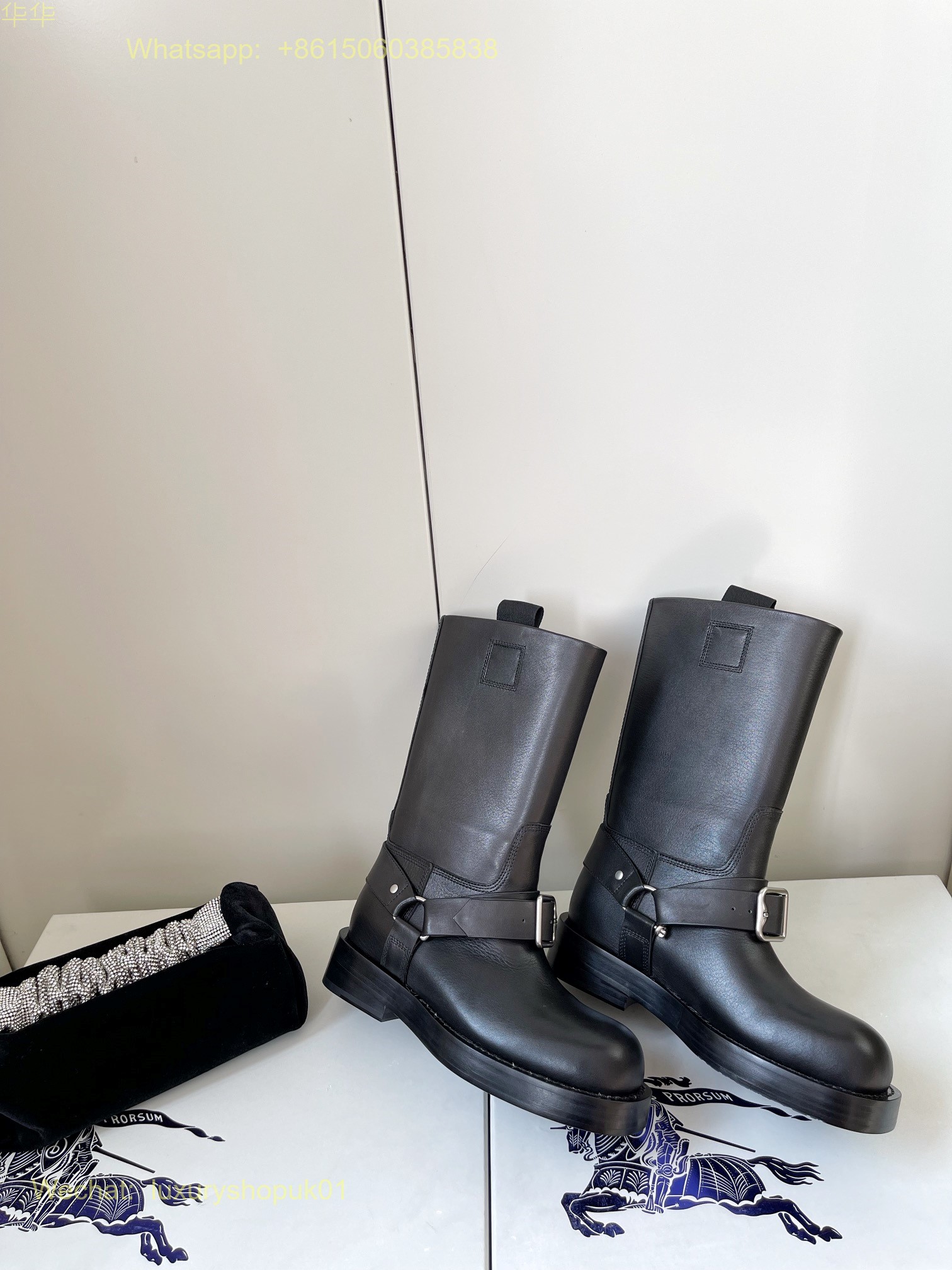 Burberry Saddle Buckled Round-Toe Boots Daniel Lee Women Shoes