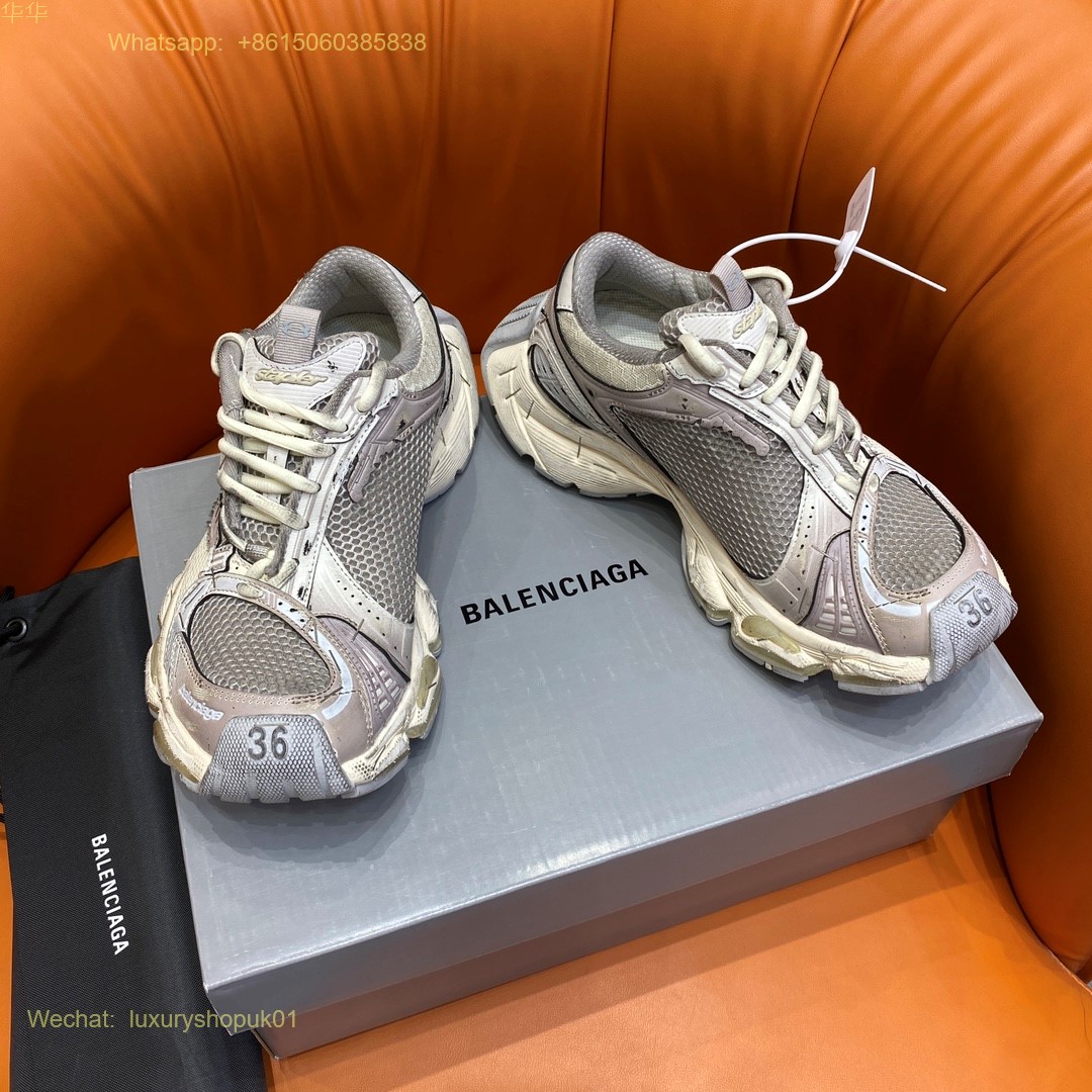 BALENCIAGA Stapler Distressed Mesh Rubber Sneakers Mens Women Shoes