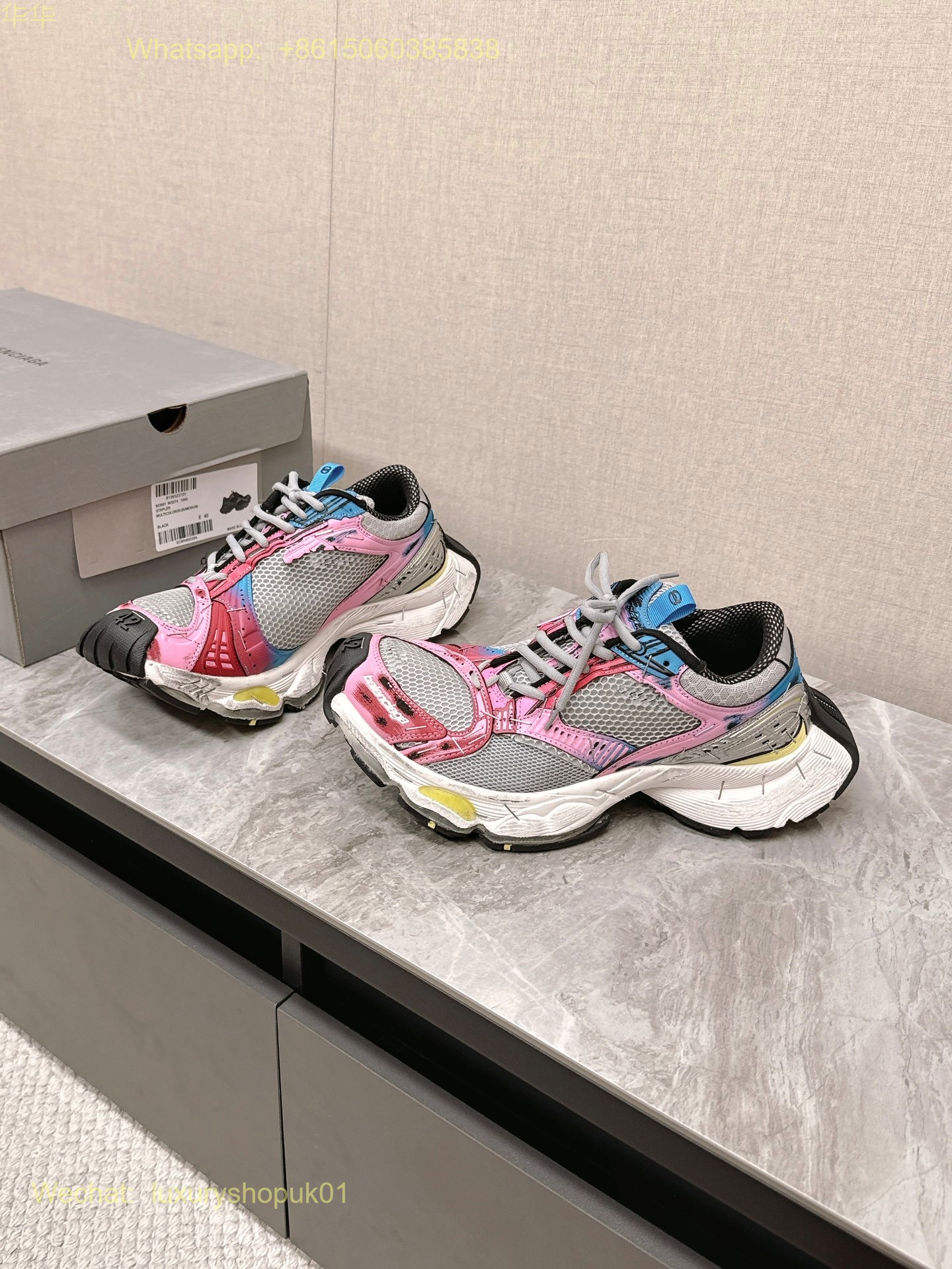 BALENCIAGA Stapler Distressed Mesh Rubber Sneakers Mens Women Shoes