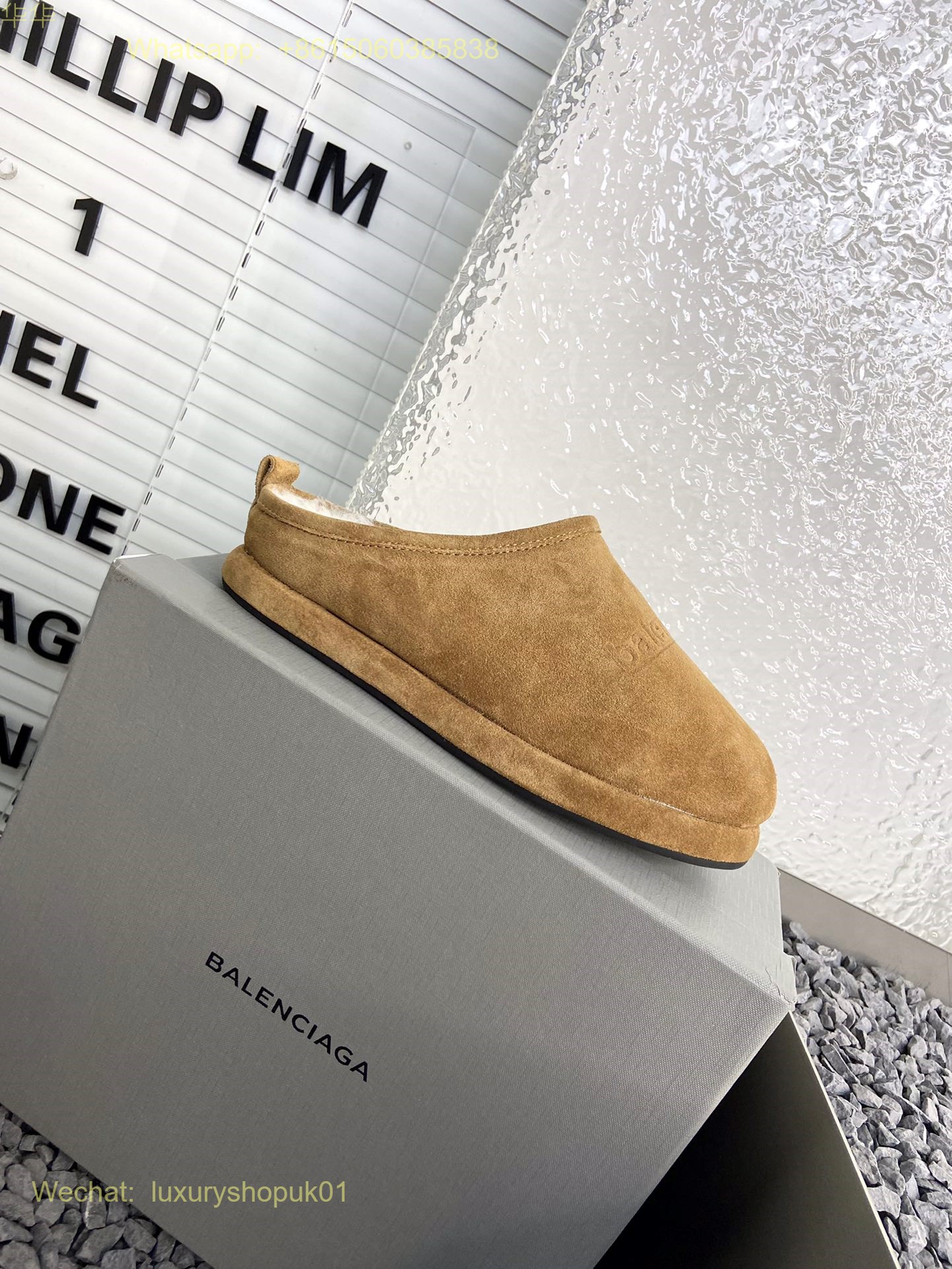 Balenciaga Faux Shearling Slipper Fur Mule Slip on Women Shoes