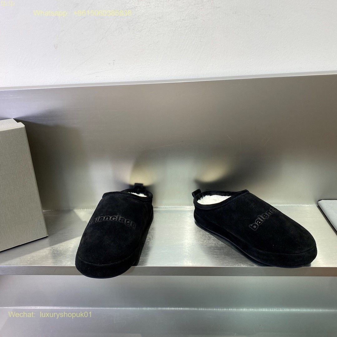 Balenciaga Faux Shearling Slipper Fur Mule Slip on Women Shoes