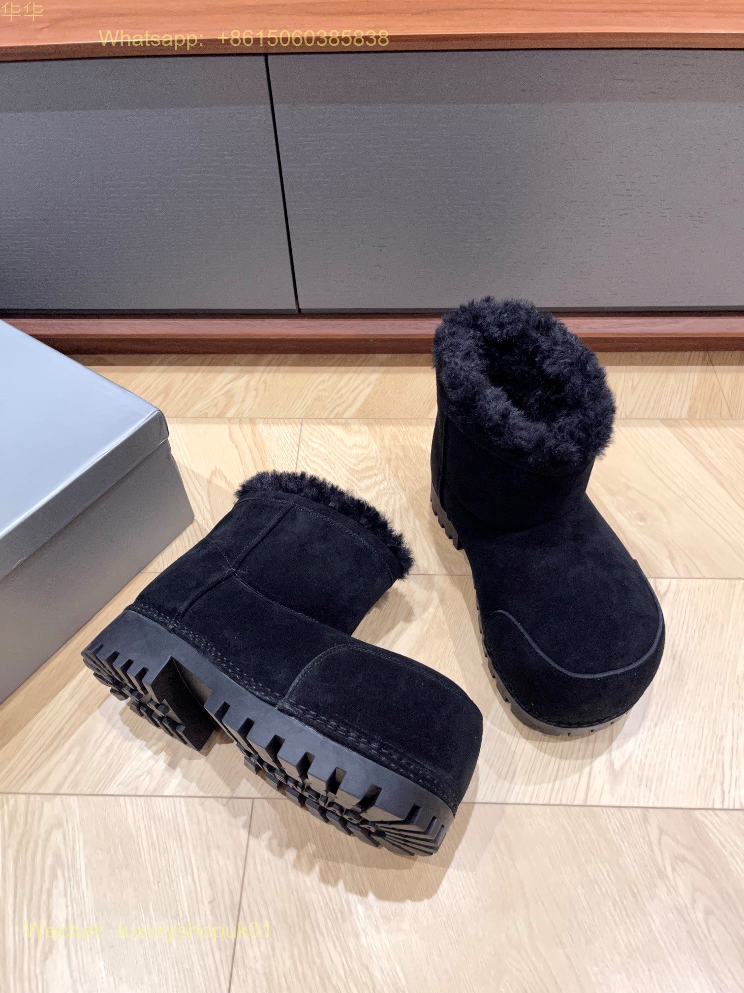 Balenciaga Alaska Fur Ankle Boot skiwear Mens Women snow Shoes