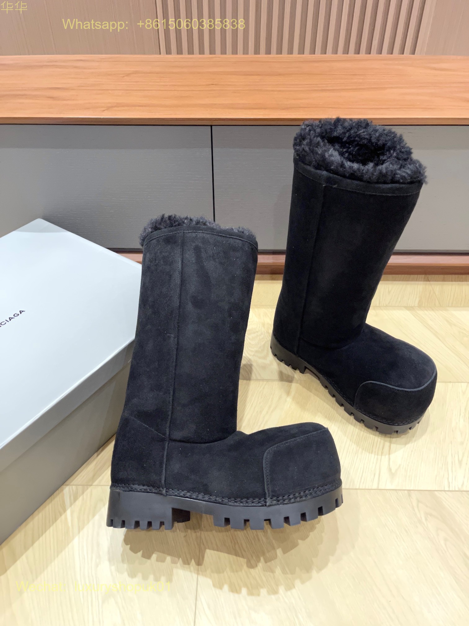 Balenciaga Alaska Fur High Boot skiwear Mens Women snow Shoes