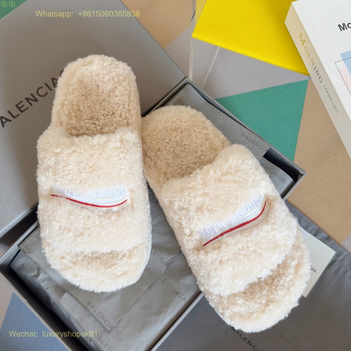 Balenciaga Furry faux shearling Fur slides Women Shoes