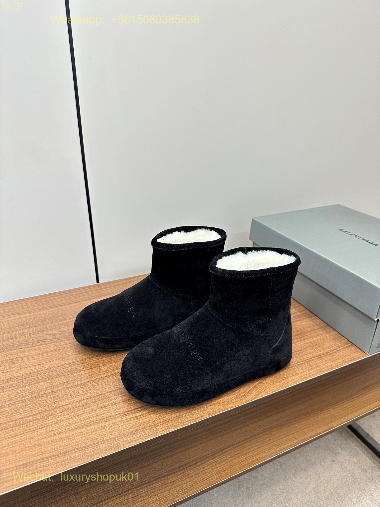 Balenciaga Fur Ankle Boot Women snow Shoes