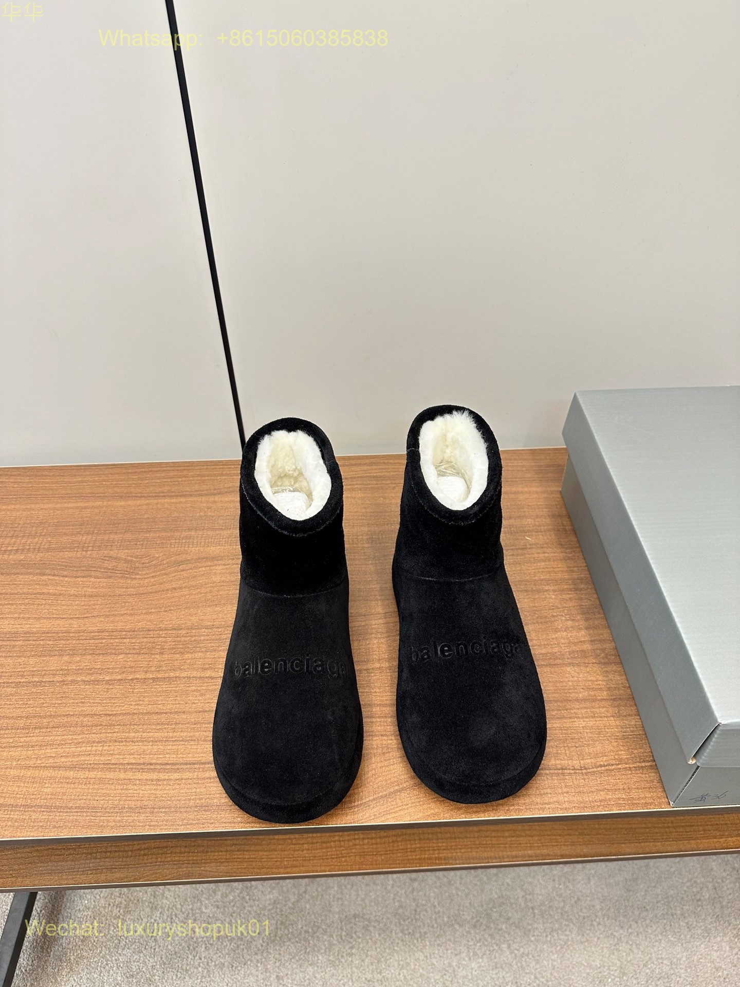 Balenciaga Fur Ankle Boot Women snow Shoes