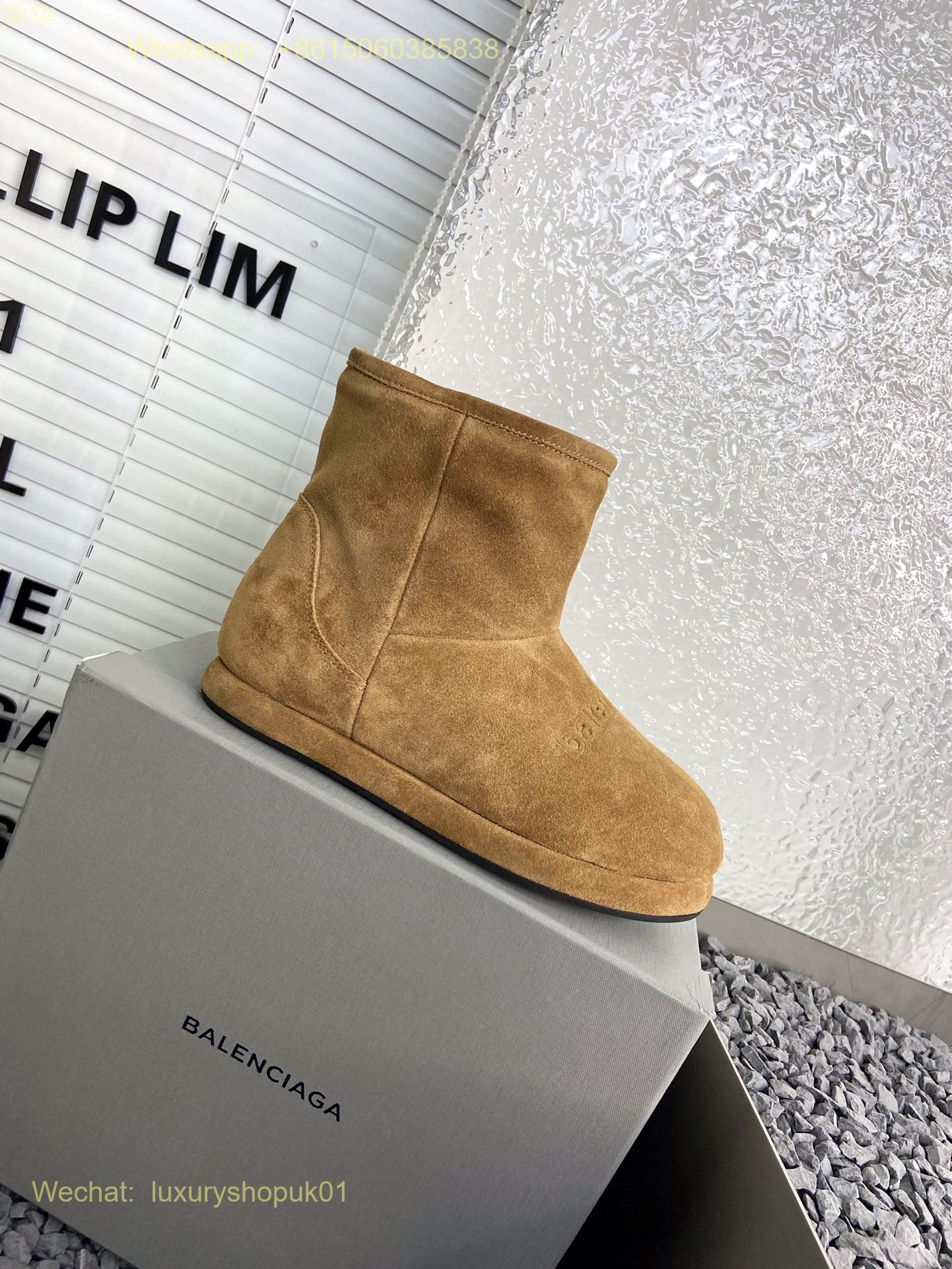 Balenciaga Slip-On Fur shearling Snow Boots Women Shoes