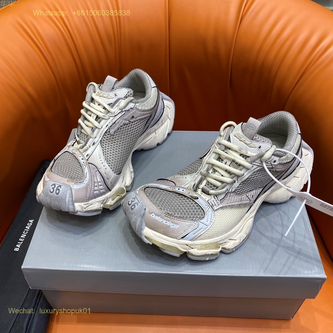 BALENCIAGA Stapler Distressed Mesh Rubber Sneakers Mens Women Shoes
