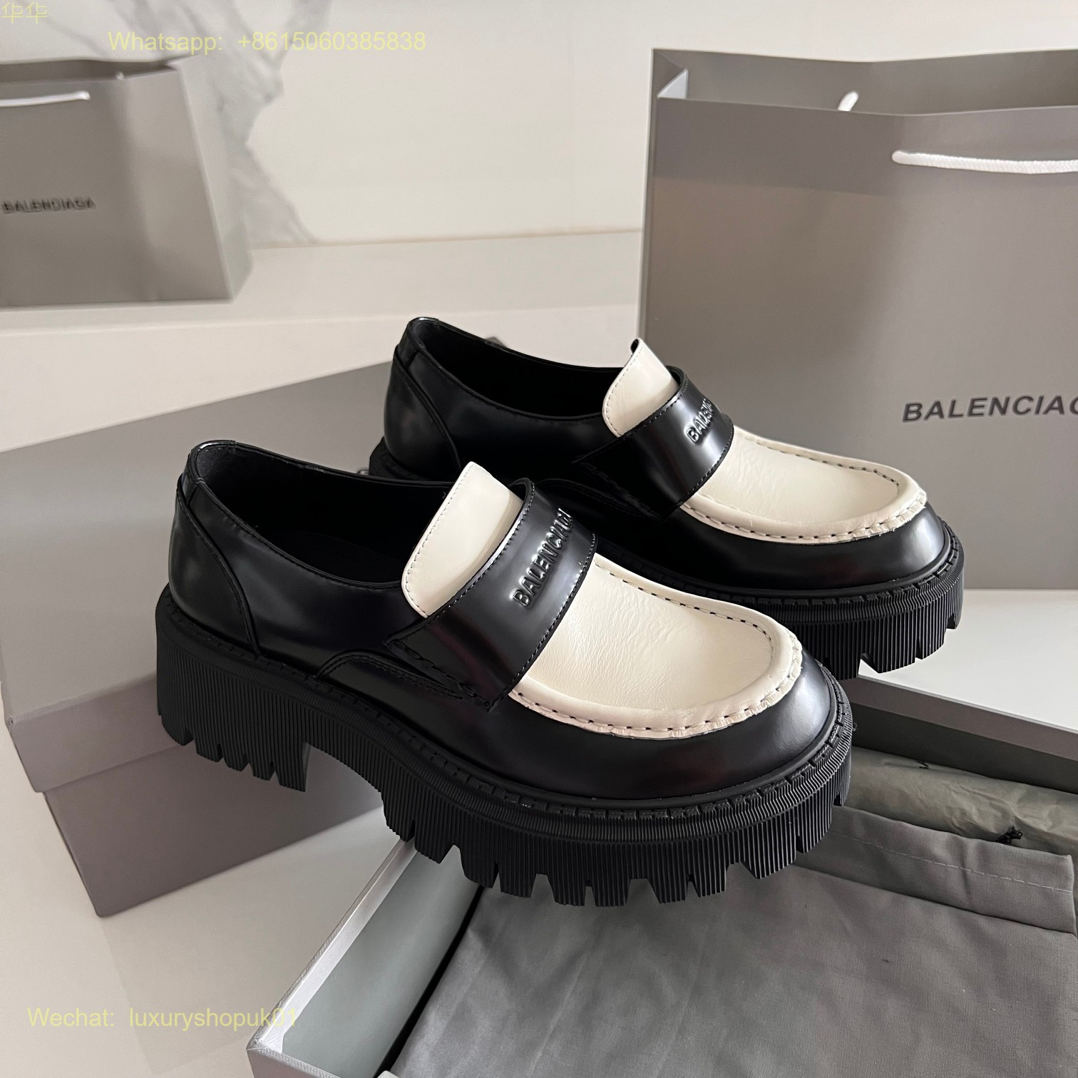 Balenciaga Leather Tractor Derby Shoes Women Shoes