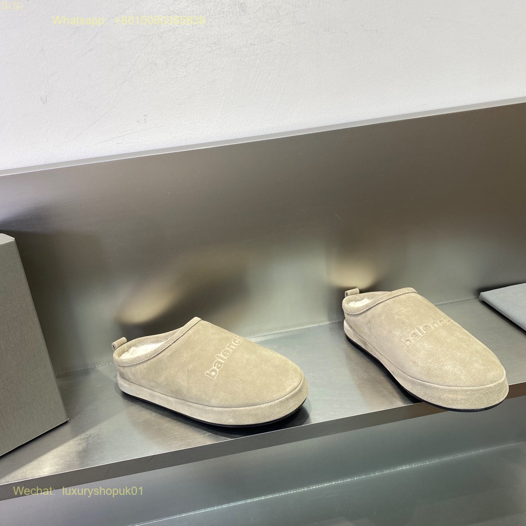 Balenciaga Faux Shearling Slipper Fur Mule Slip on Women Shoes