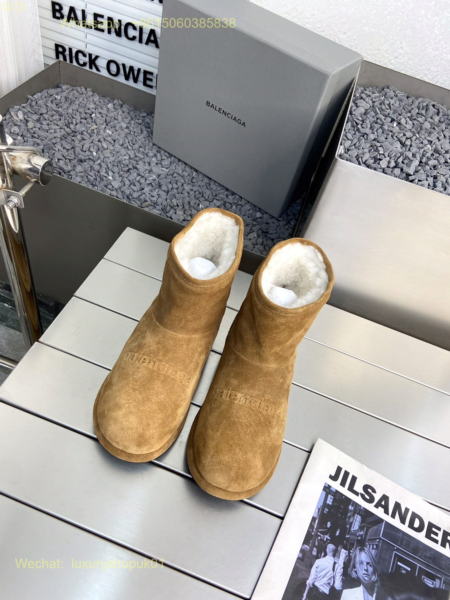 Balenciaga Slip-On Fur shearling Snow Boots Women Shoes