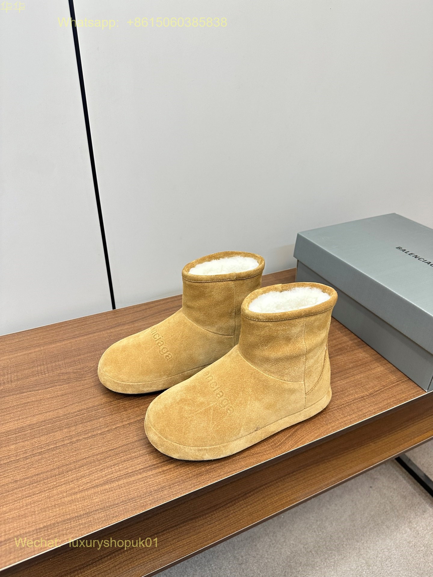 Balenciaga Fur Ankle Boot Women snow Shoes