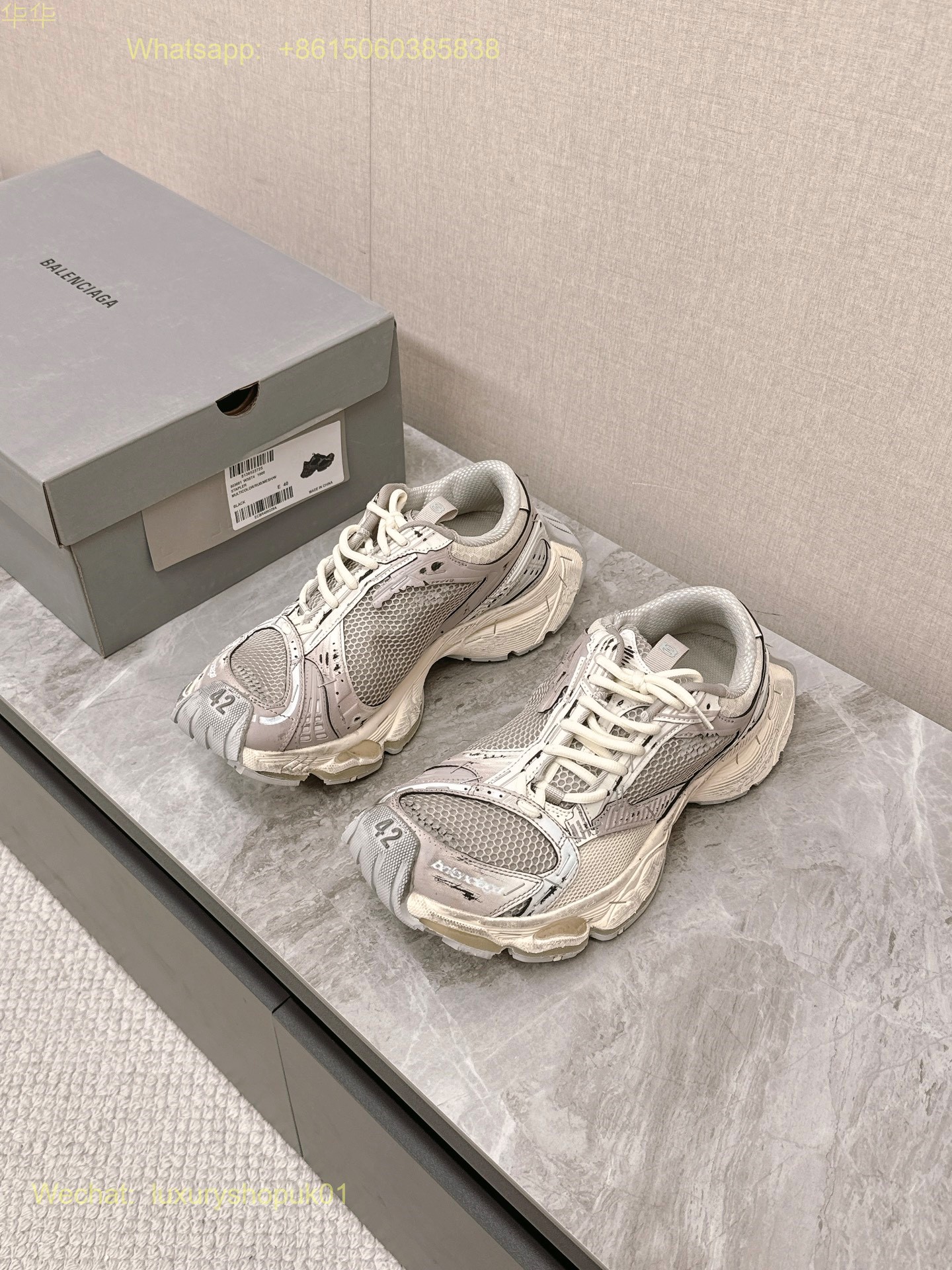 BALENCIAGA Stapler Distressed Mesh Rubber Sneakers Mens Women Shoes