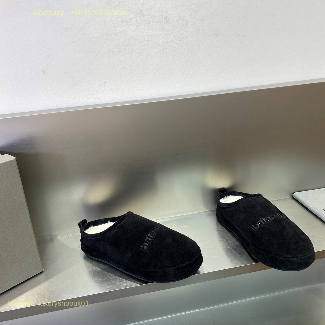 Balenciaga Faux Shearling Slipper Fur Mule Slip on Women Shoes