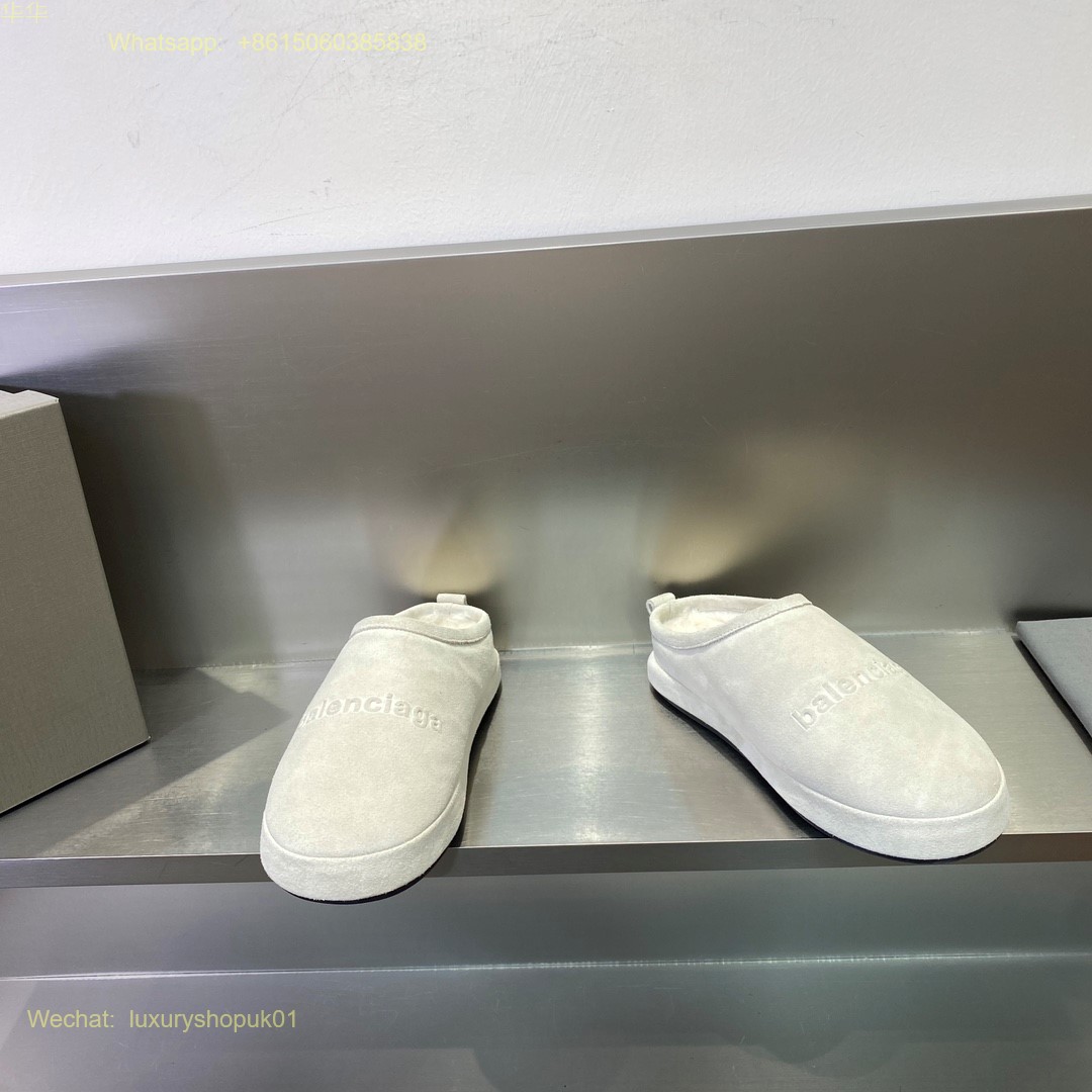 Balenciaga Faux Shearling Slipper Fur Mule Slip on Women Shoes