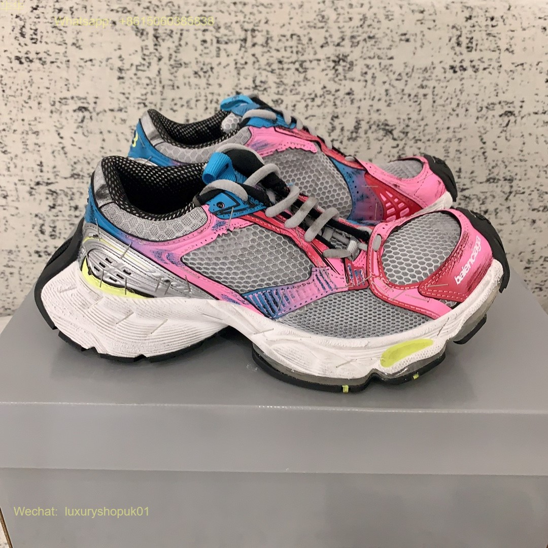 BALENCIAGA Stapler Distressed Mesh Rubber Sneakers Mens Women Shoes