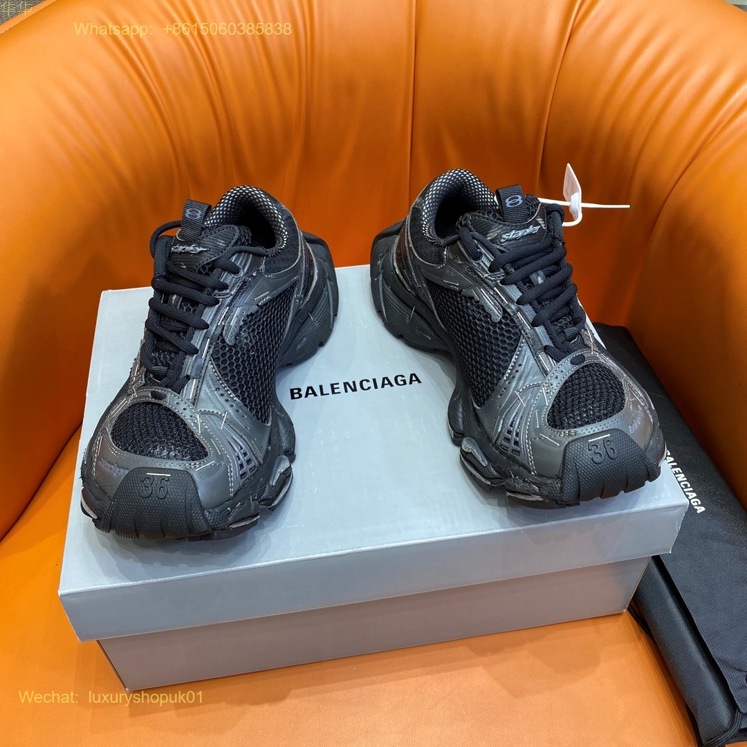 BALENCIAGA Stapler Distressed Mesh Rubber Sneakers Mens Women Shoes