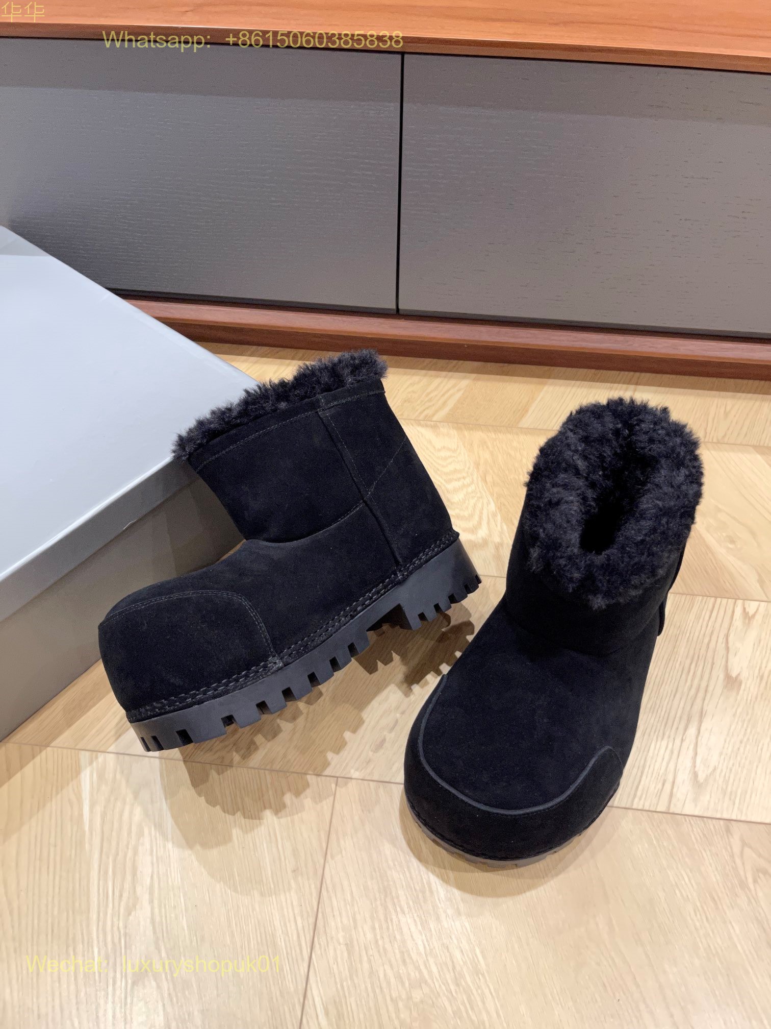 Balenciaga Alaska Fur Ankle Boot skiwear Mens Women snow Shoes
