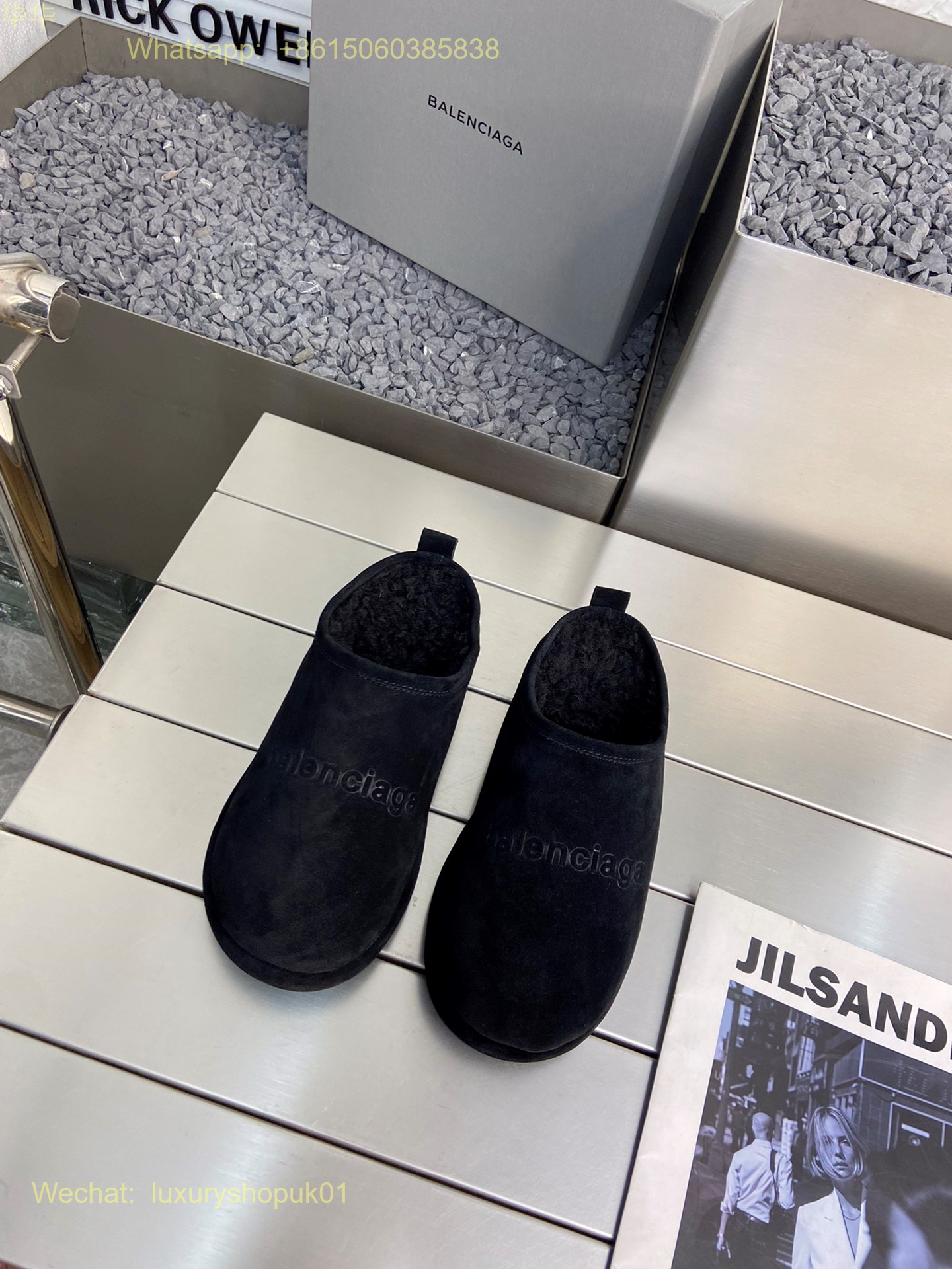 Balenciaga Faux Shearling Slipper Fur Mule Slip on Women Shoes