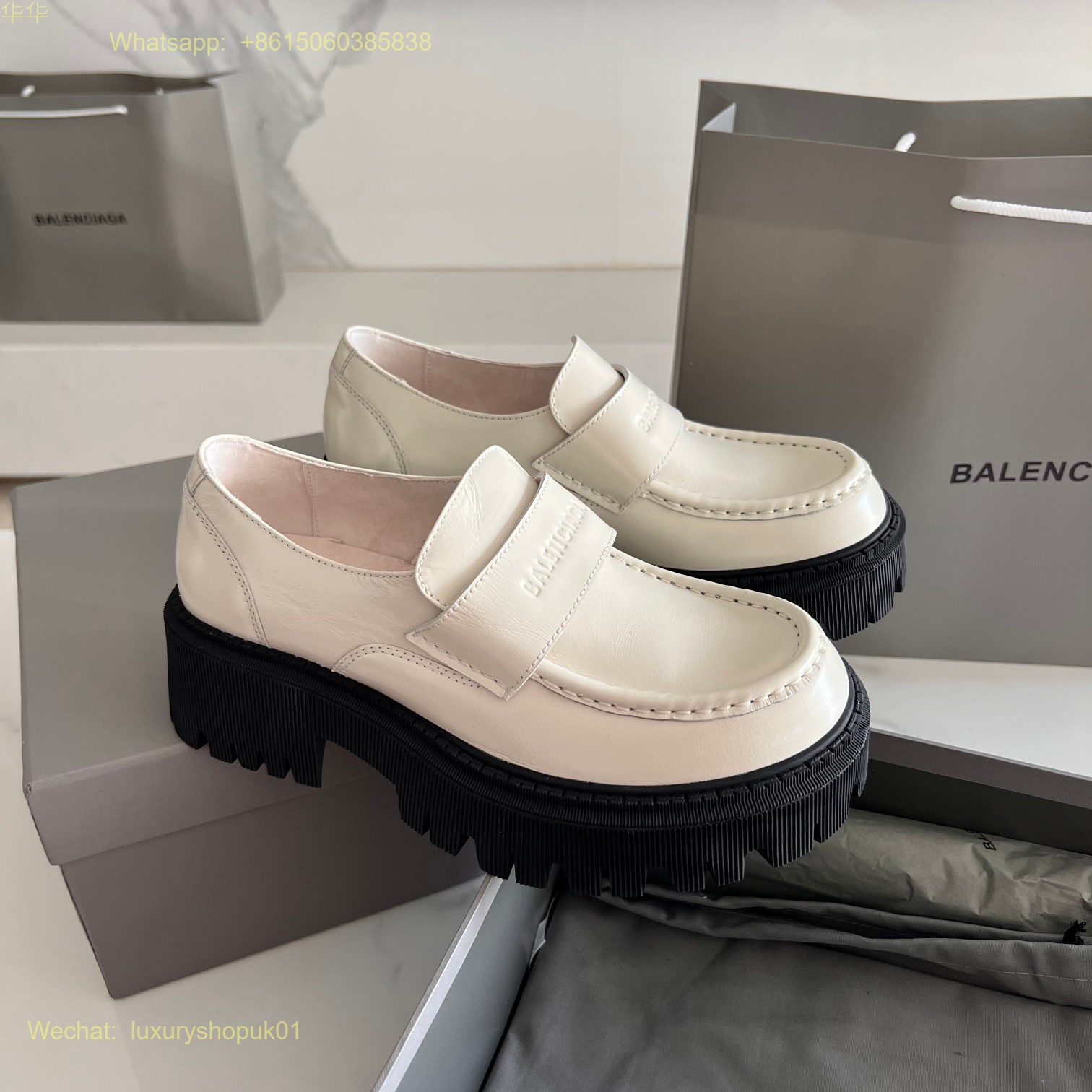 Balenciaga Leather Tractor Derby Shoes Women Shoes