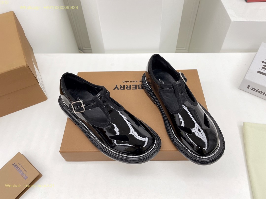 Burberry T-Bar Flat Loafer Women Shoes
