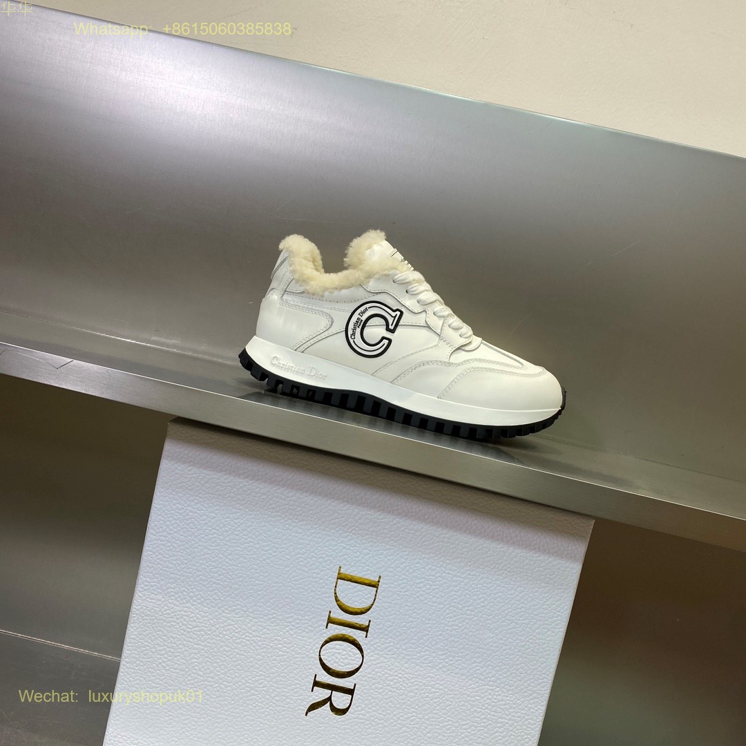 C'est Dior Fur shearling Sneaker Ecru Suede Calfskin Mesh Women Shoes