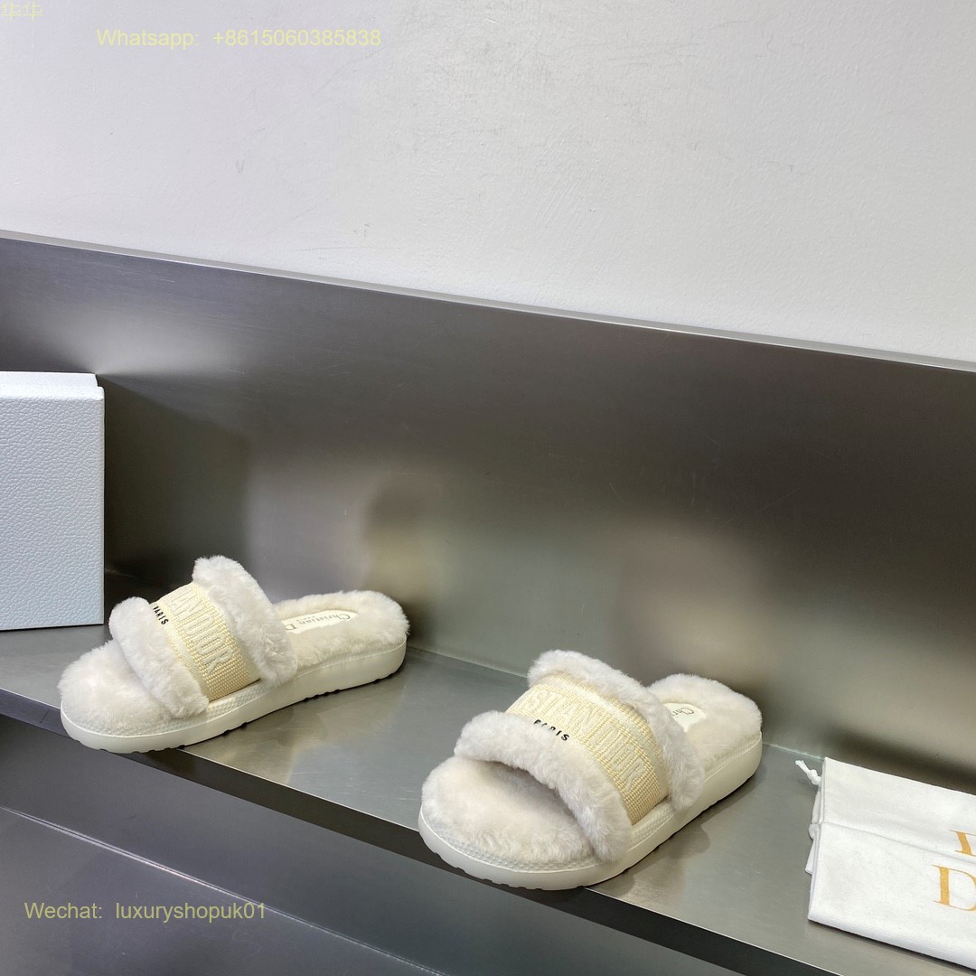 Dior Fur shearling Slide Women Shoes