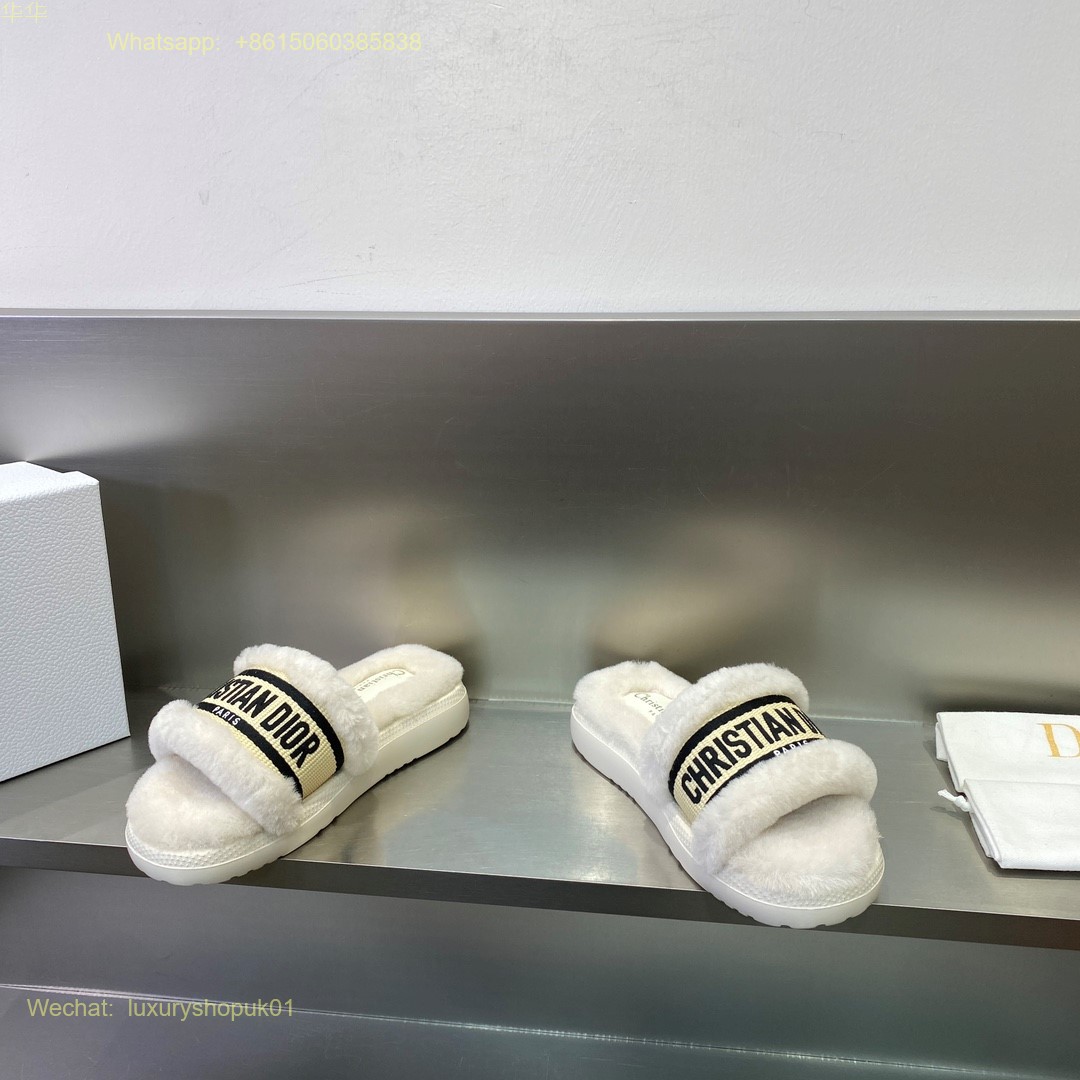 Dior Fur shearling Slide Women Shoes