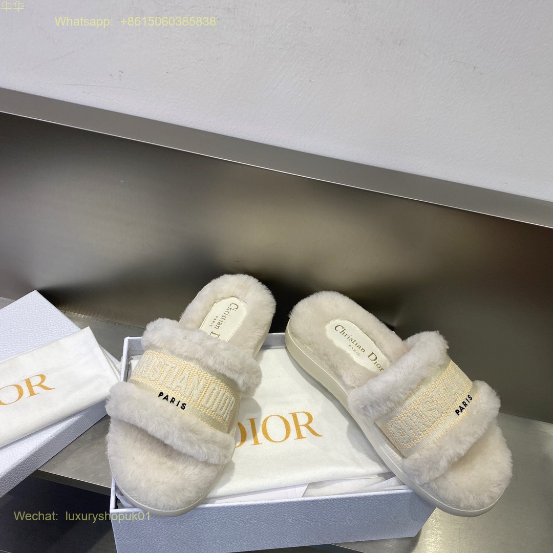 Dior Fur shearling Slide Women Shoes
