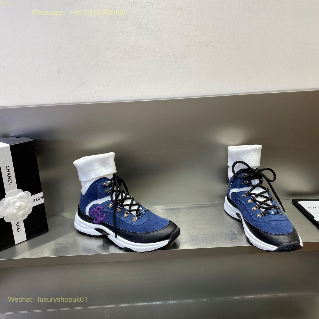Chanel high top knit running sneaker Women Shoes