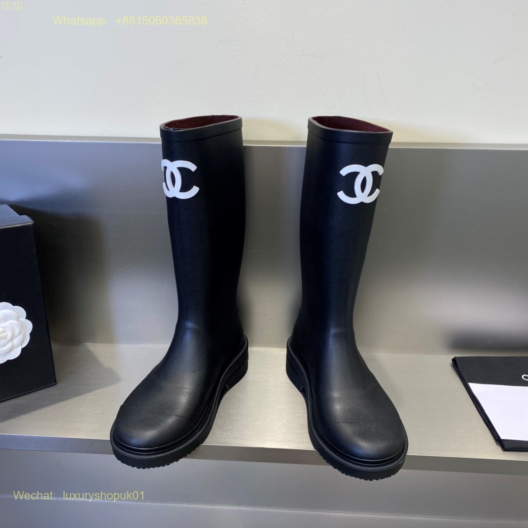 Chanel Rubber CC Logo Rain Boots Women Shoes