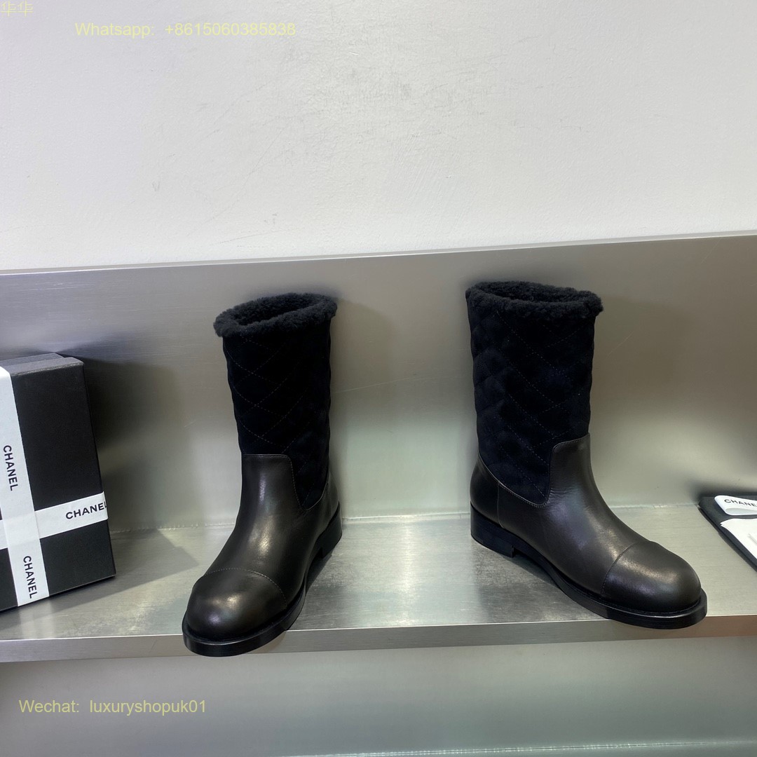 Chanel Quilted fur shearling Boots CC Logo Women Shoes