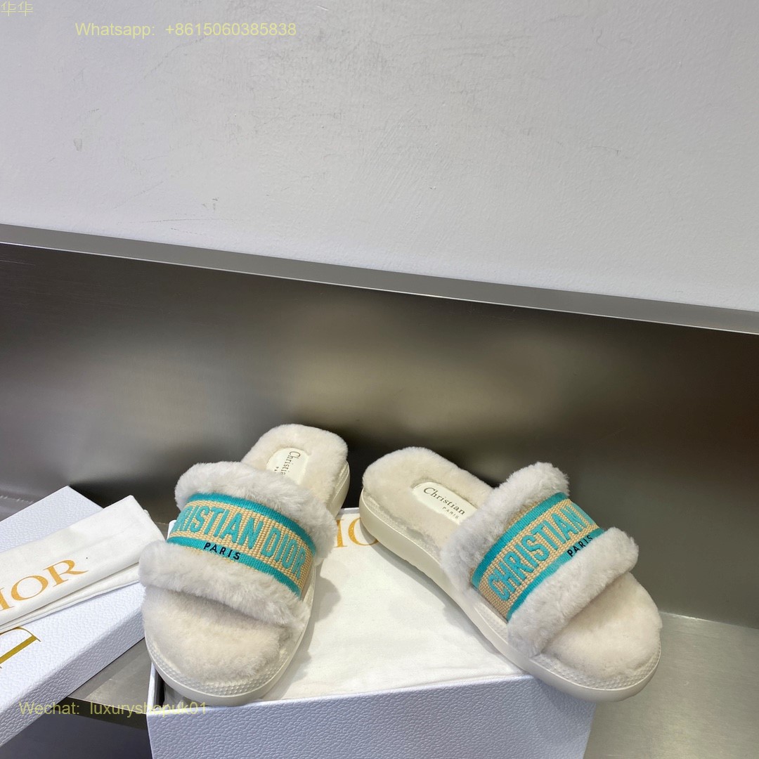 Dior Fur shearling Slide Women Shoes