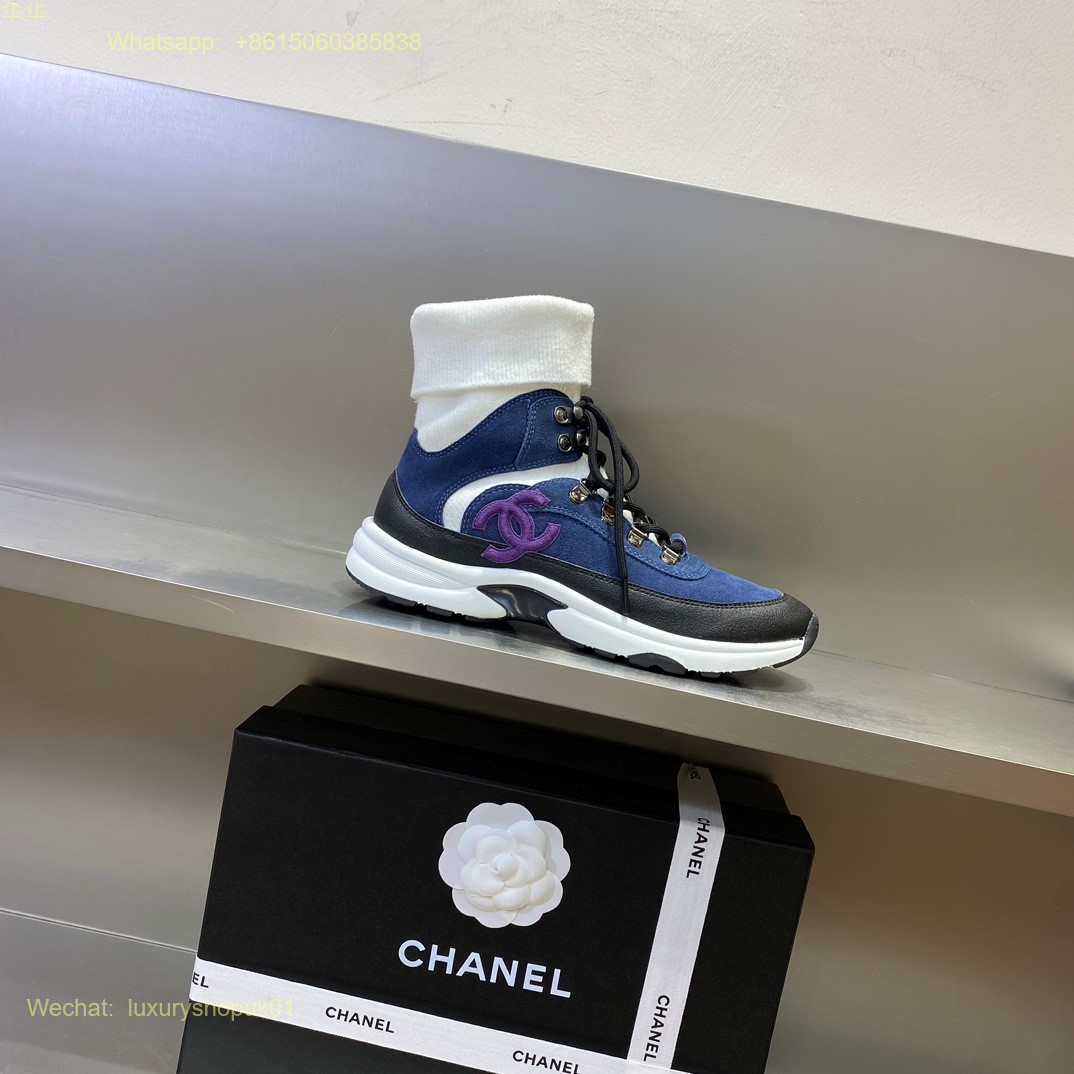Chanel high top knit running sneaker Women Shoes