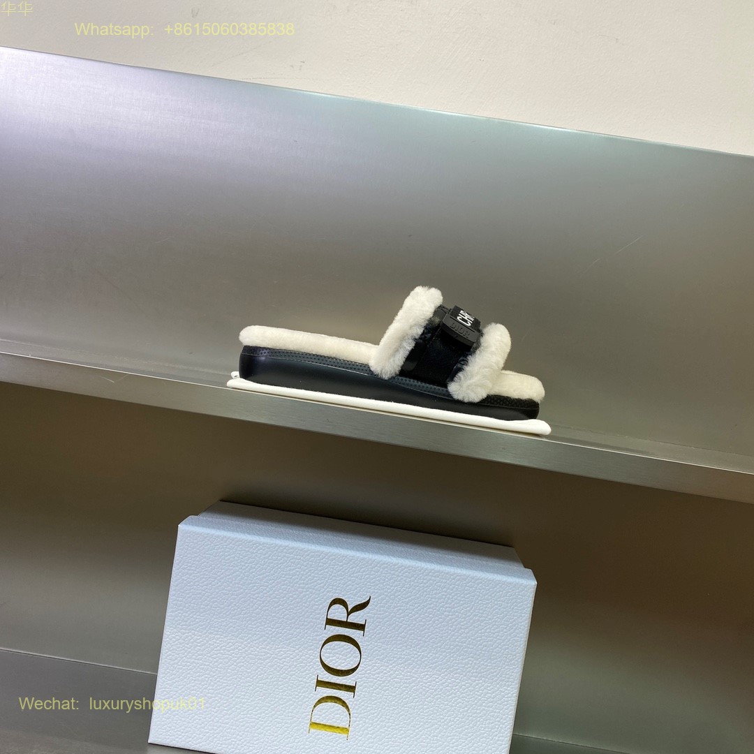 Dior Fur shearling Slide Women Shoes
