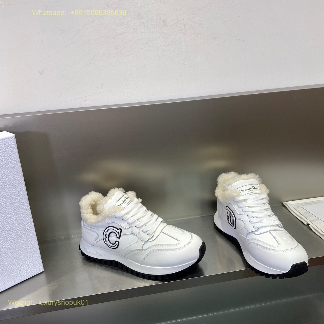 C'est Dior Fur shearling Sneaker Ecru Suede Calfskin Mesh Women Shoes