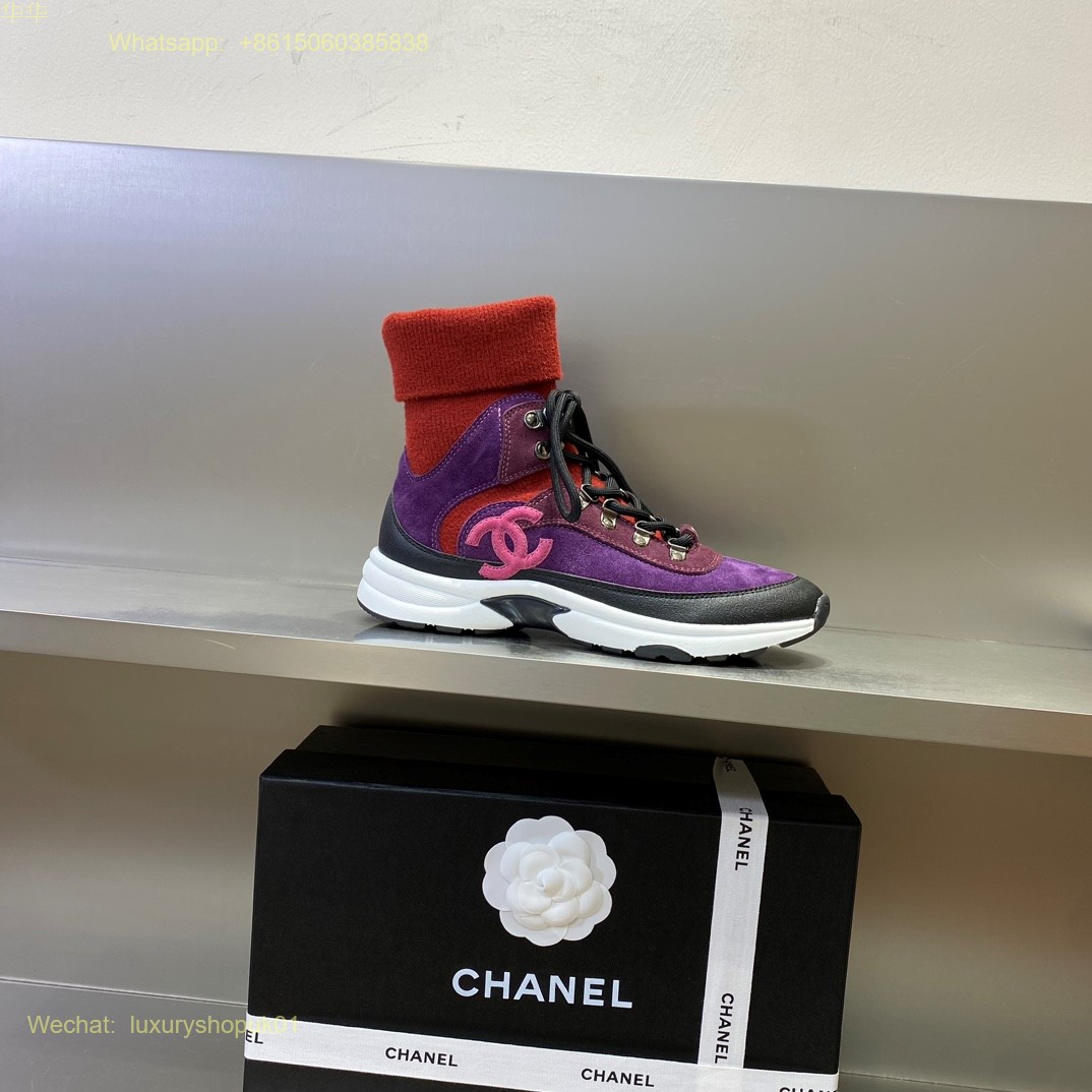 Chanel high top knit running sneaker Women Shoes