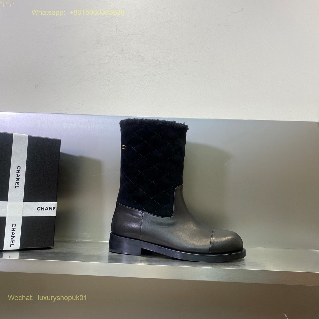 Chanel Quilted fur shearling Boots CC Logo Women Shoes