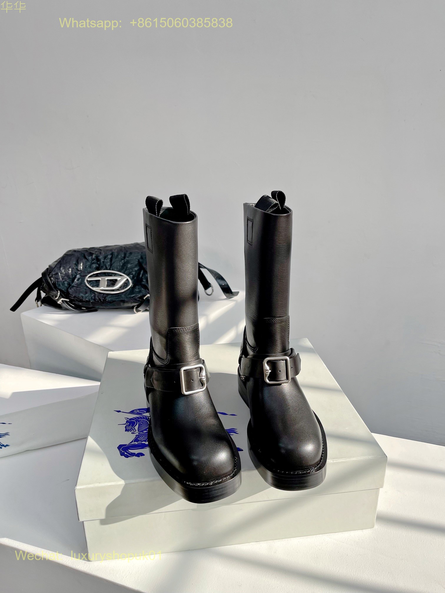 Burberry Saddle Buckled Round-Toe Boots Daniel Lee Women Shoes