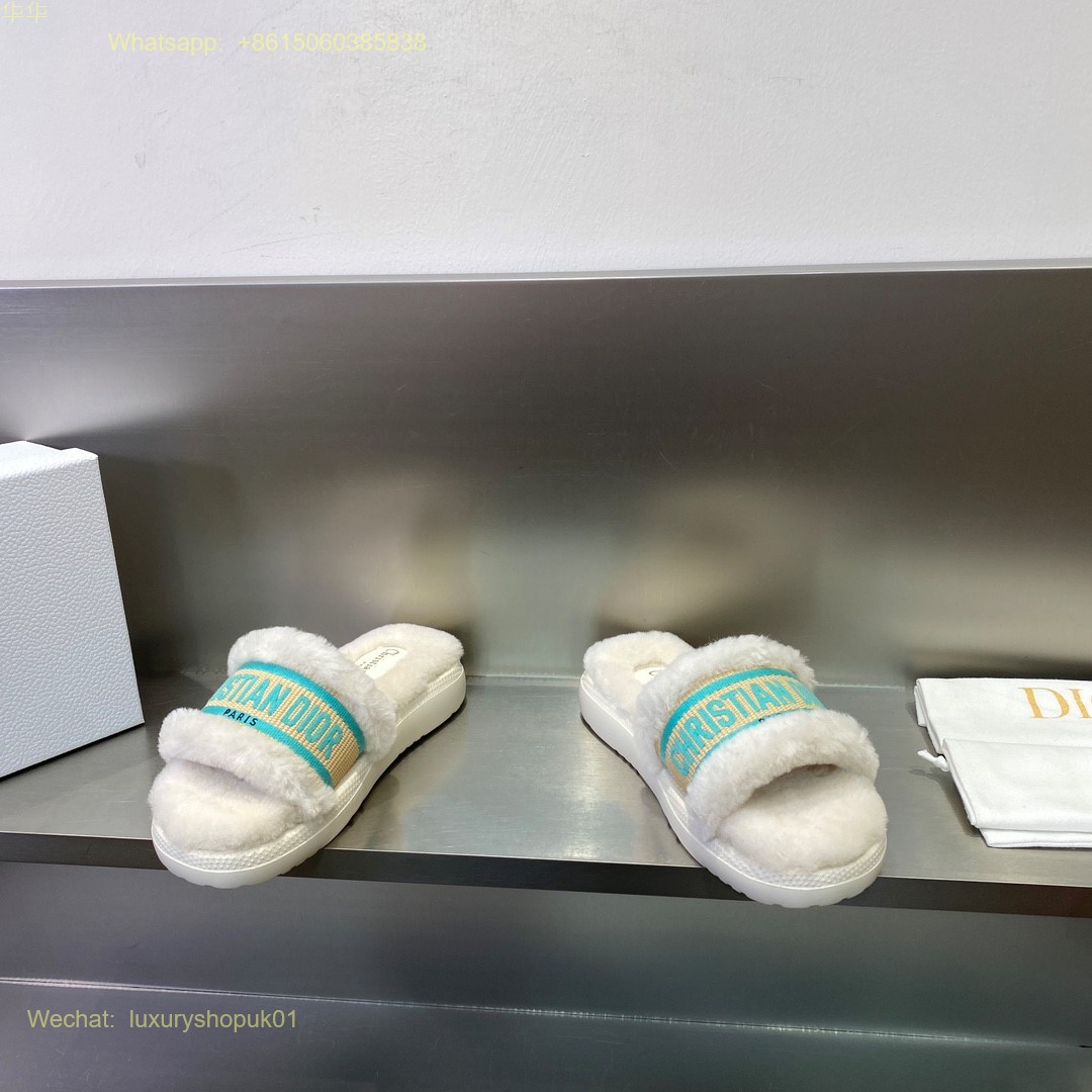 Dior Fur shearling Slide Women Shoes