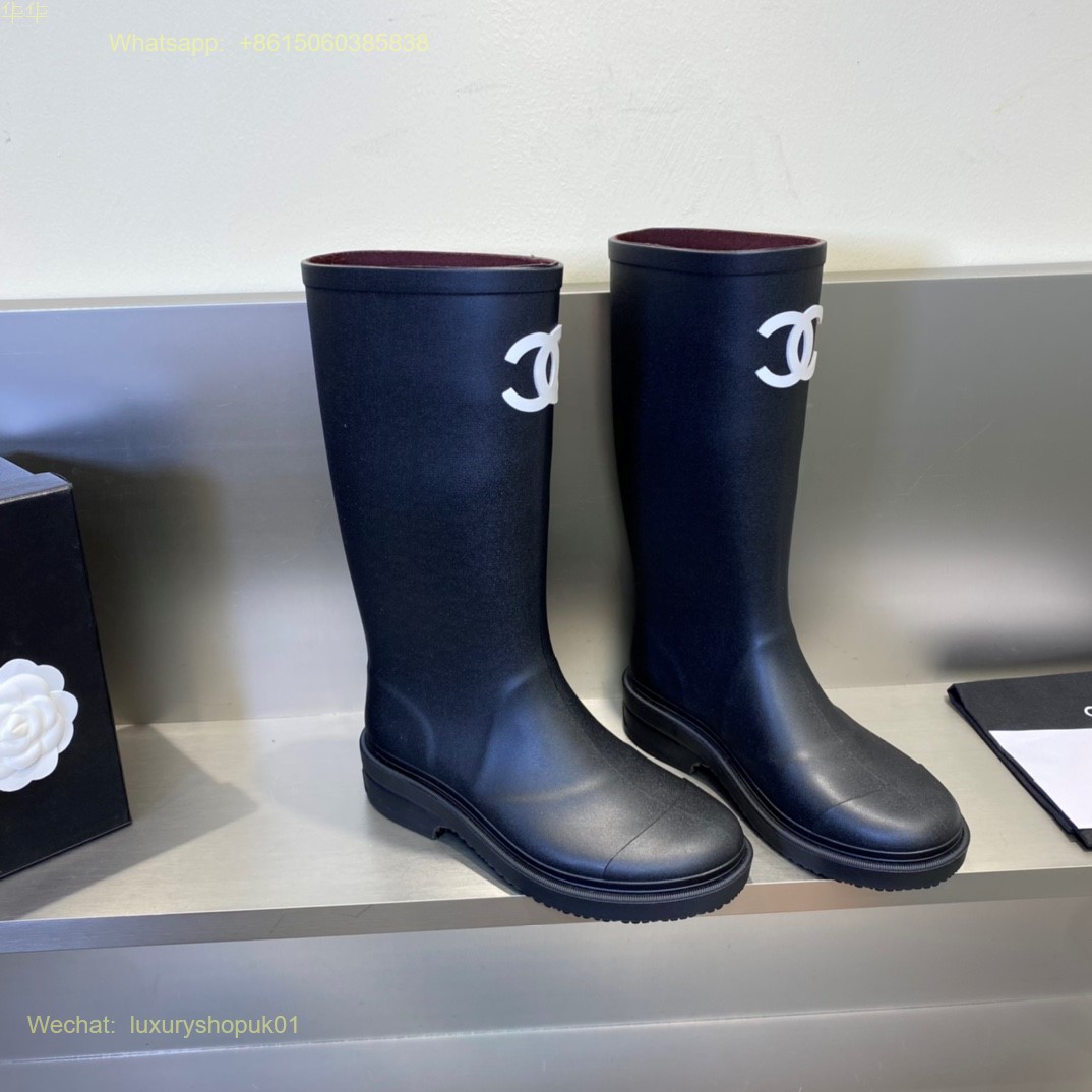 Chanel Rubber CC Logo Rain Boots Women Shoes