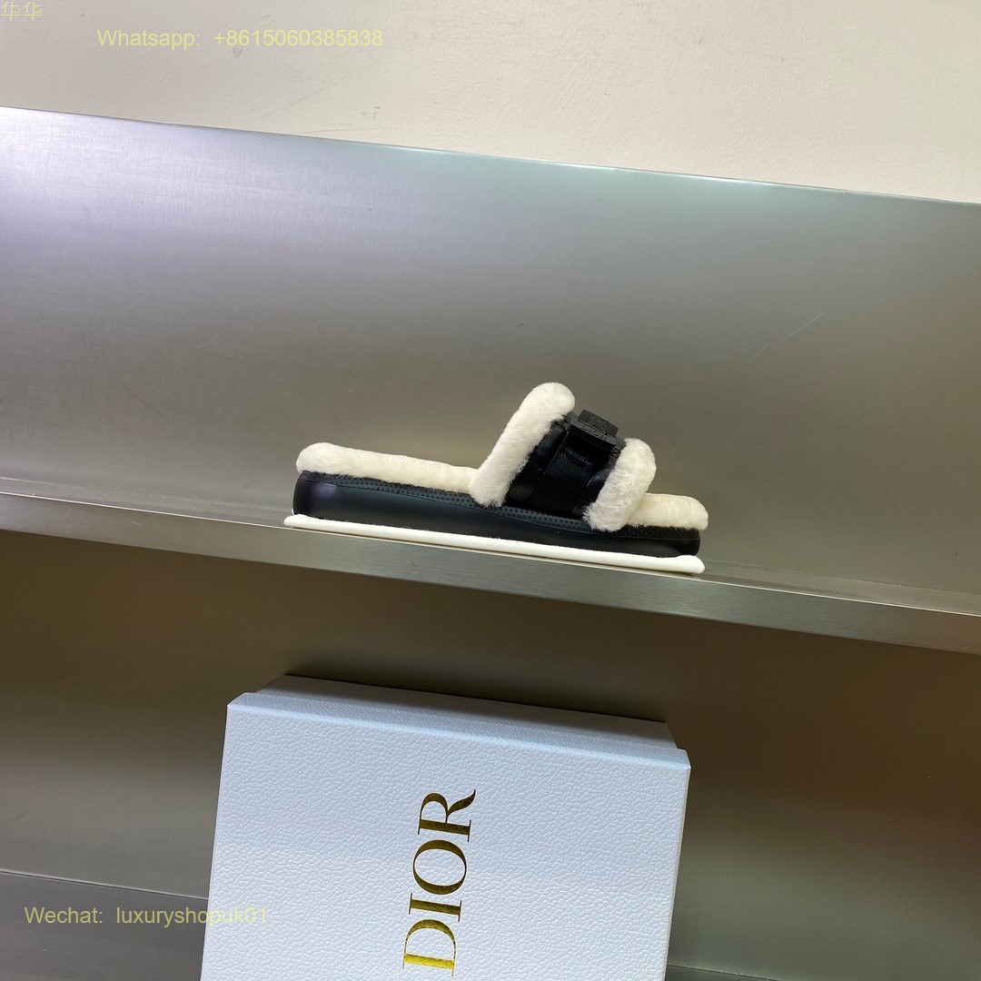 Dior Fur shearling Slide Women Shoes
