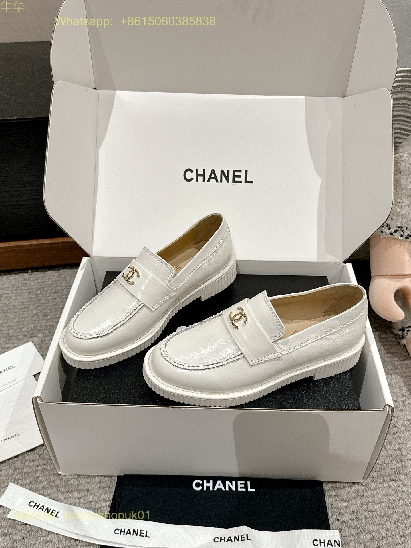 Chanel Leather Loafer flat CC Logo Women Shoes