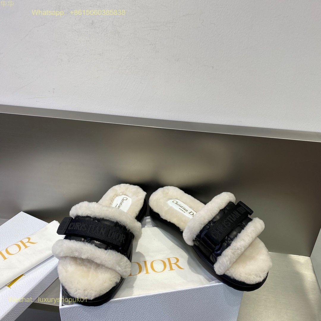 Dior Fur shearling Slide Women Shoes